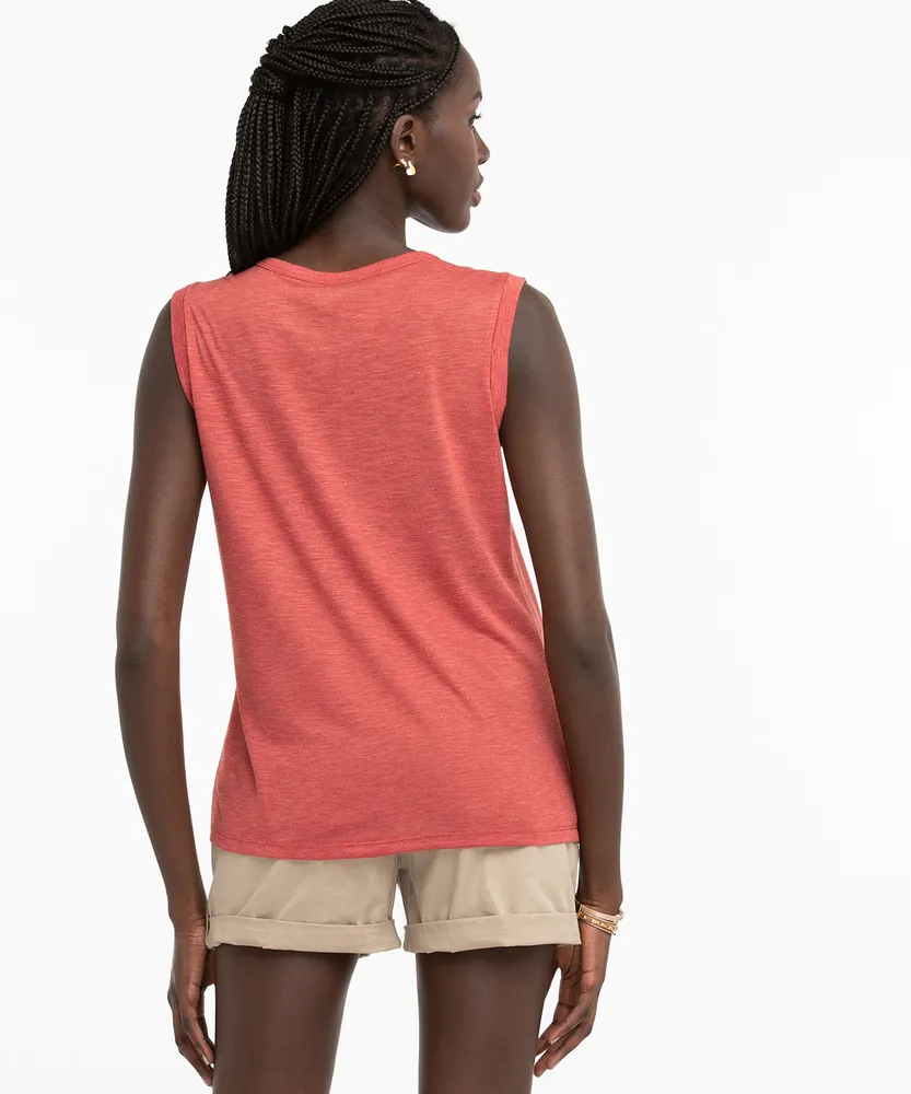 Smocked Shoulder V-Neck Tee