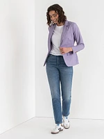 Single Button Cotton Sateen Blazer