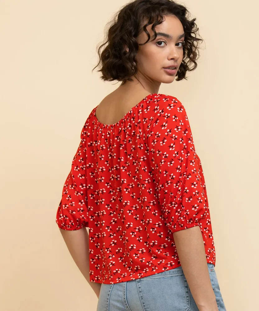 3/4 Sleeve Off-Shoulder Peasant Top