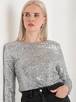 Sequin Crew Neck Top