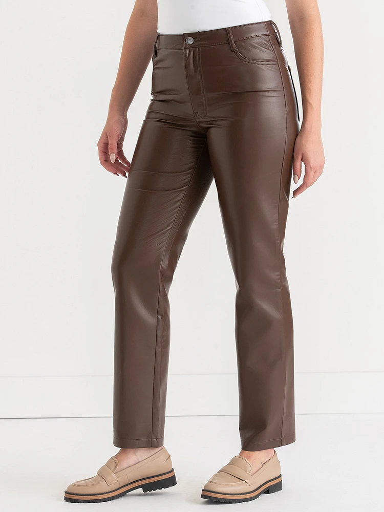Straight-Leg Faux-Leather Pant