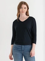 Easy V-Neck Hacci Knit Top