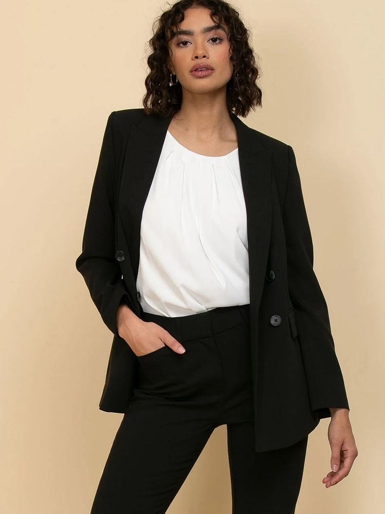 London Double Breasted Relaxed Blazer Luxe Tailored