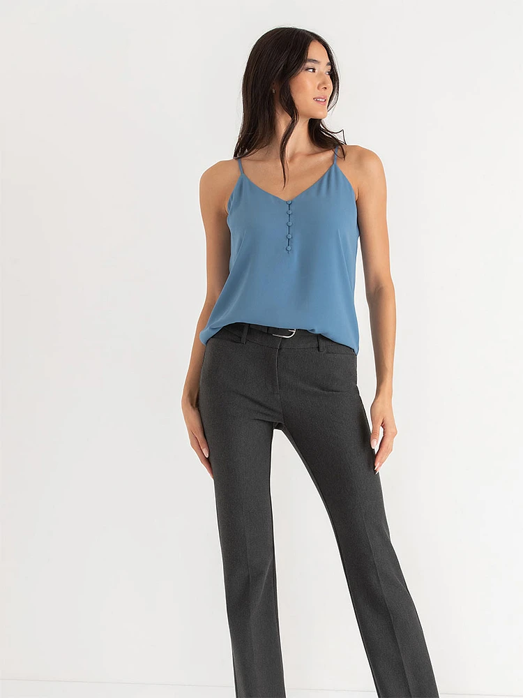 Sadie Strappy V-Neck Tank with Button