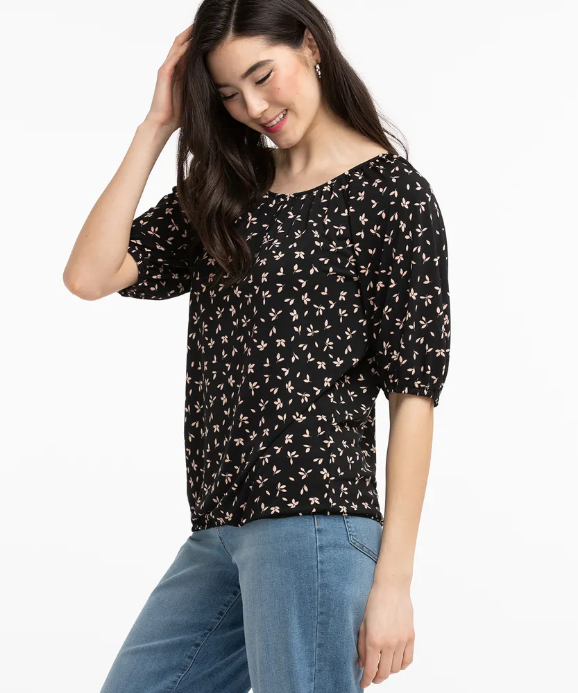 Printed Elbow Sleeve Top