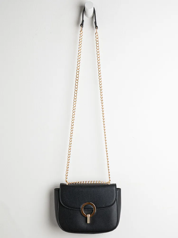 Black Flap Closure Crossbody Bag