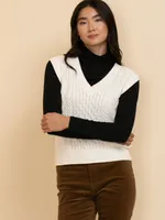 Cable Knit V-Neck Sweater Vest