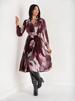 Long Sleeve Pleated Midi Dress