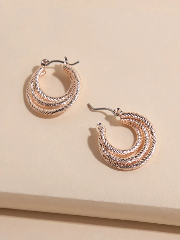 Rose Gold Layered Hoop Earrings