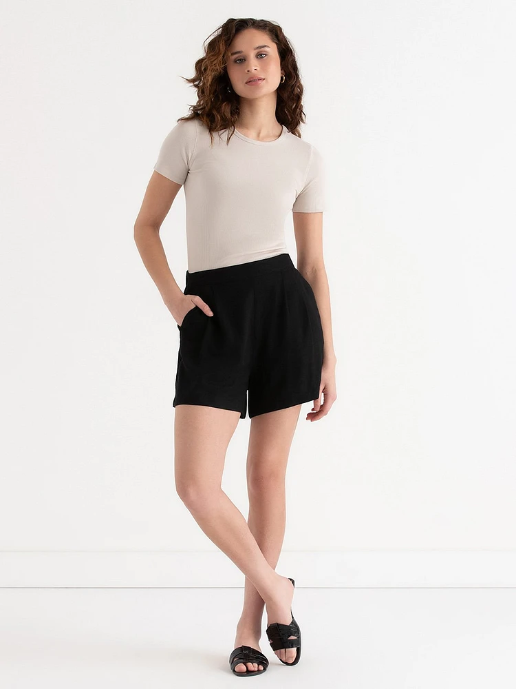 Viscose Linen Pull-On Shorts