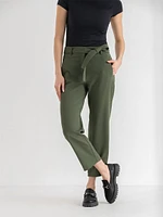 Belted Straight Crop Pant Scuba Crepe