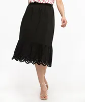 Eyelet Trim Tiered Skirt