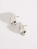 Silver Dome Teardrop Earrings