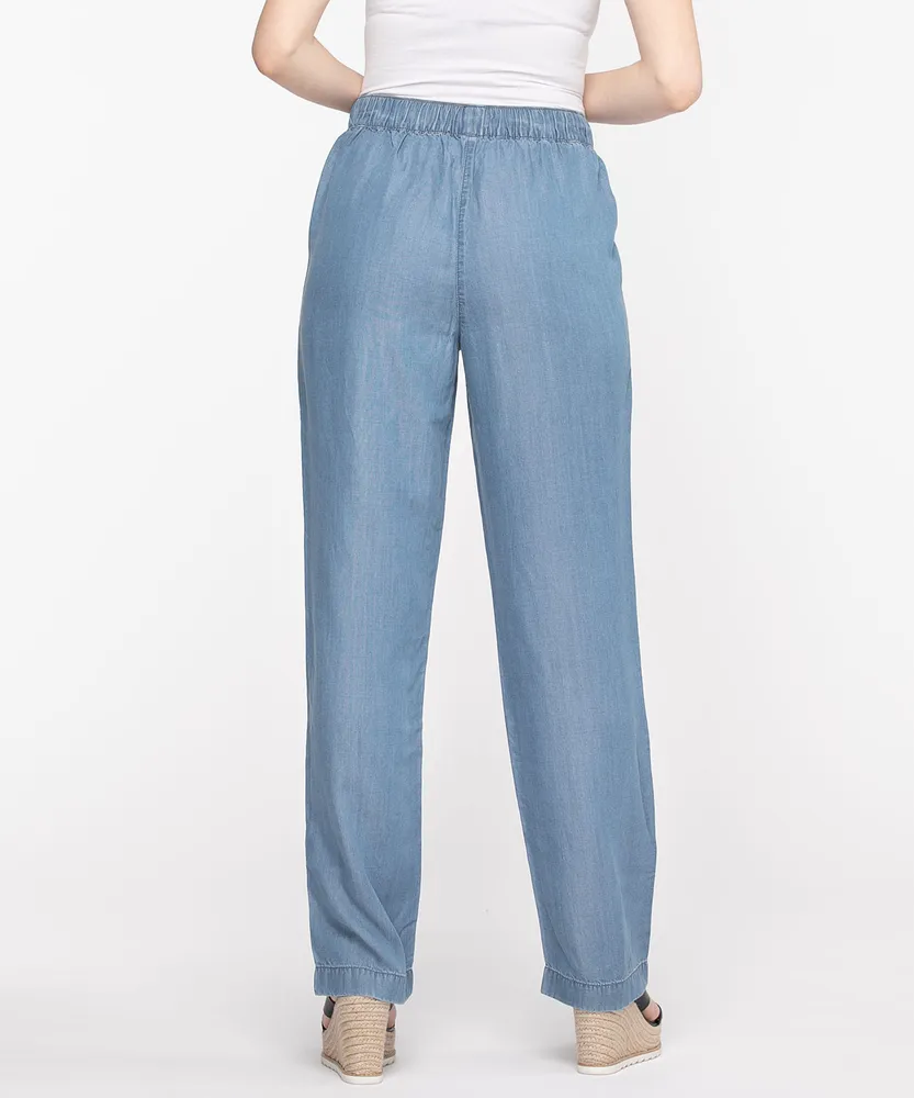 Tencel Drawstring Straight Leg Pant