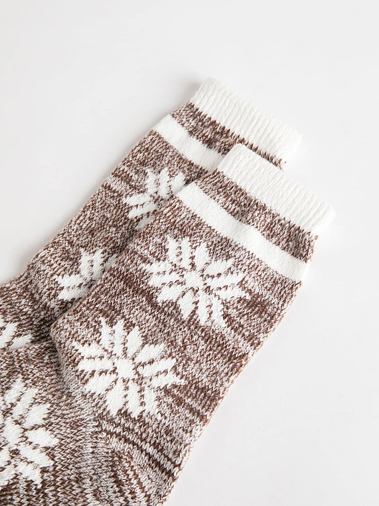 High Snowflake FairIsle Crew Socks