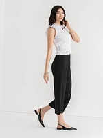 Wide Crop Pull-On Pant Ponte Twill