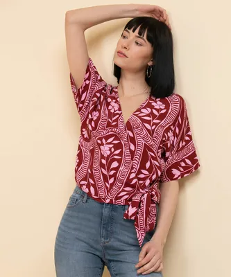 Short Sleeve Wrap Blouse