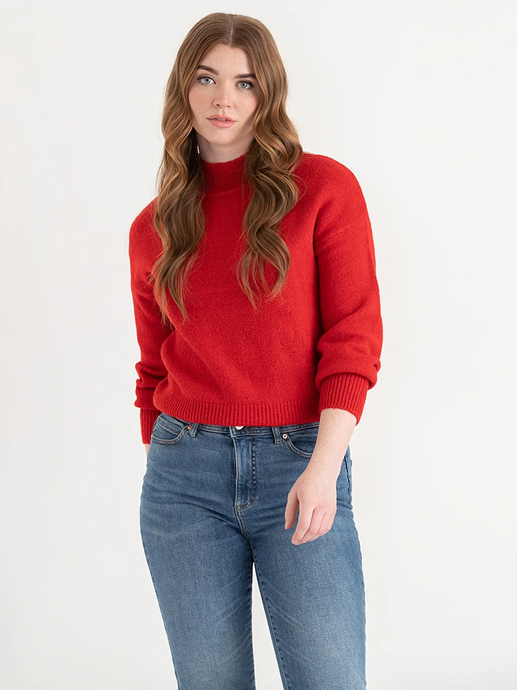 Mock Neck Balloon Sleeve Sweater