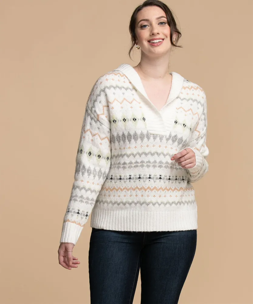 Hooded Fair Isle Sweater