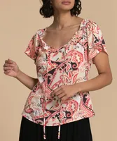 On or Off the Shoulder Top with Tied Neckline