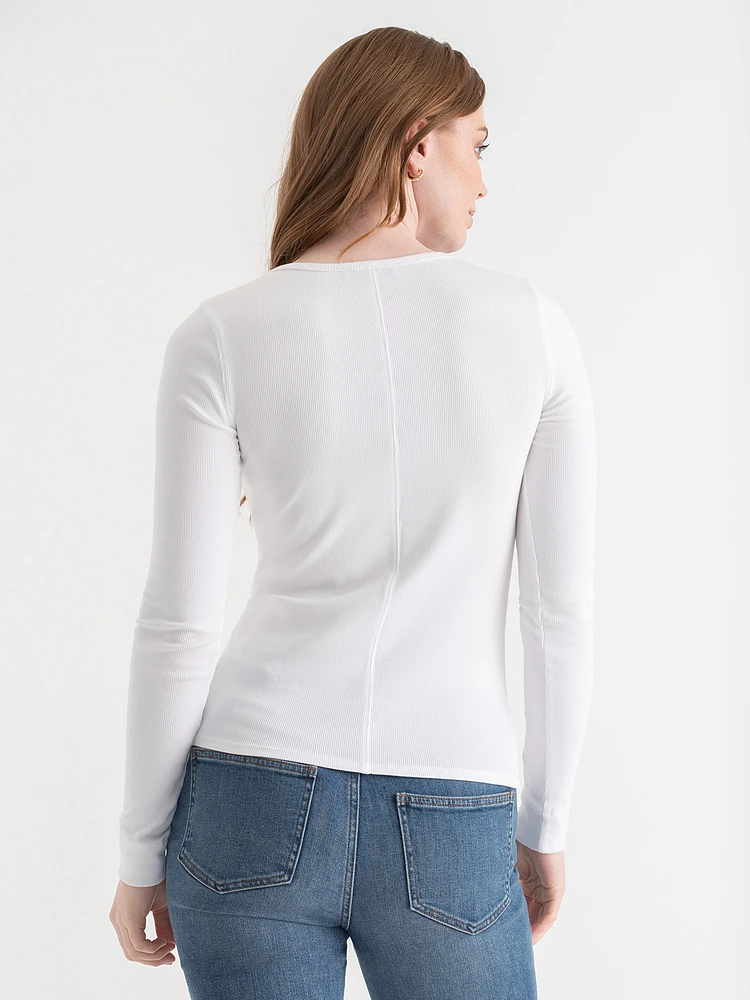 Long Sleeve Ribbed Crewneck Top