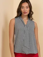 Sleeveless Tie-Neck Blouse