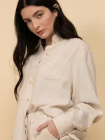 Long Sleeve Linen Button-Up Shirt