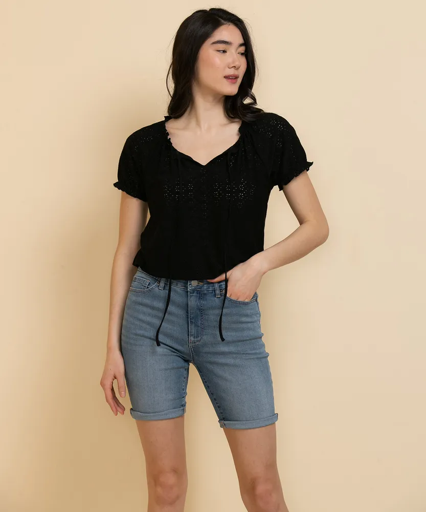 Eyelet Smocked Top