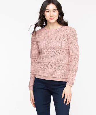 Cotton Pointelle Pullover Sweater
