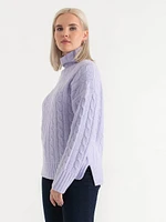 Mock Neck Cable Sweater