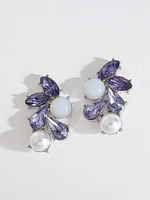 Large Pearl and Crystal Stud Earrings