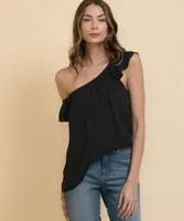 Scoop Neck Blouse with Flutter Shoulders