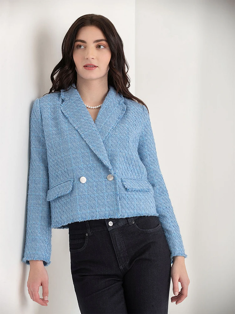 Double Button Cropped Blazer