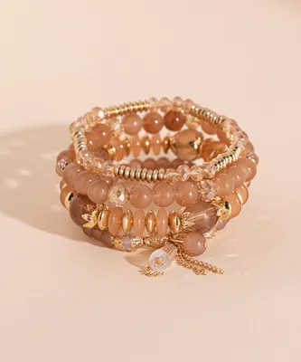 Brown & Gold Assorted Beaded Bracelets