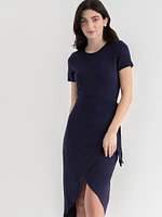 Crew Neck Short Sleeve Side Tie Dress