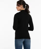 Button Detail Mock Neck Sweater