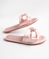 Satin Twisted Bow Slippers