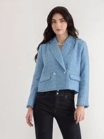 Double Button Cropped Blazer