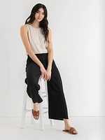 Viscose Linen Wide Crop Pant