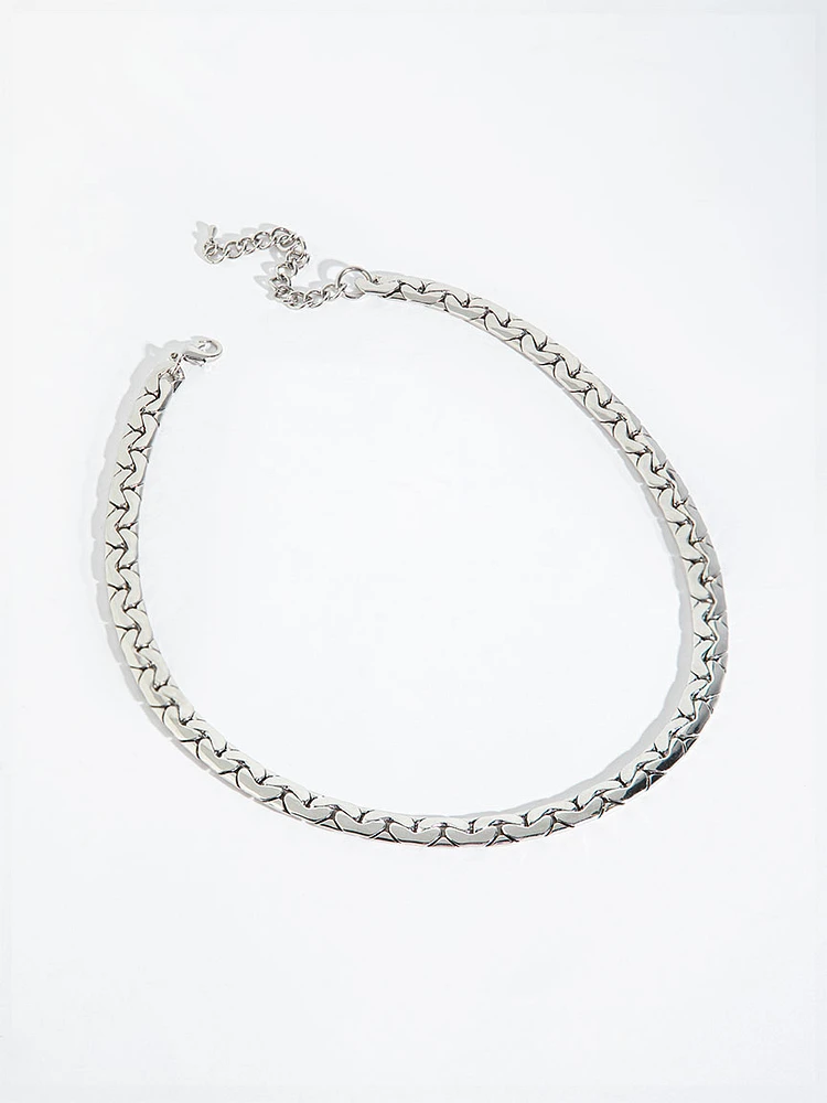 Silver Curb Chain Necklace