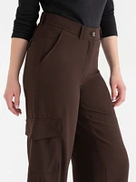 Cargo Wide Leg Crepe Pant