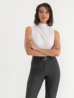 Sleeveless Cowl Mock Neck Top