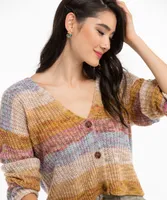 Space Dye Button Front Cardigan