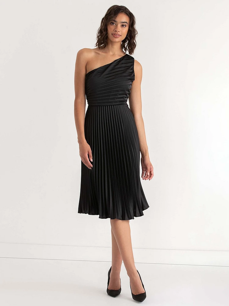 One Shoulder Pleated Dress