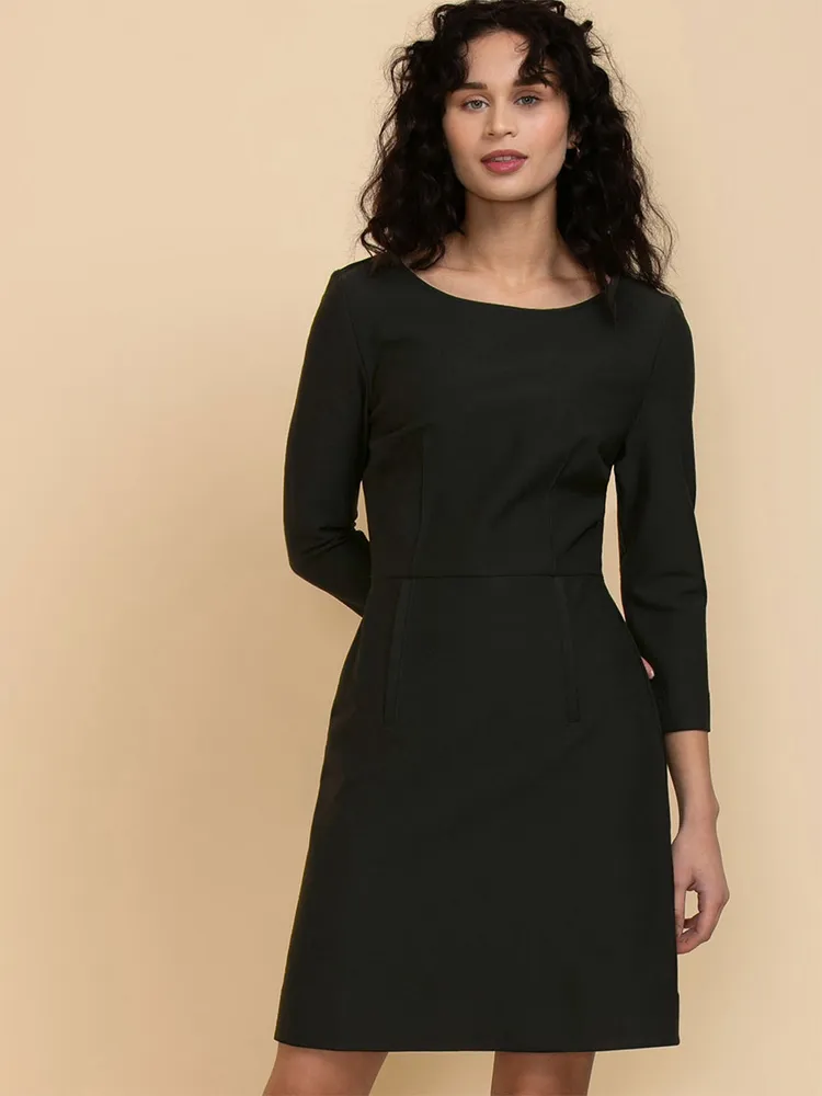 Sleeveless Crewneck Dress in Luxe Ponte