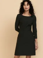 3/4 Sleeve A-Line Dress Luxe Ponte