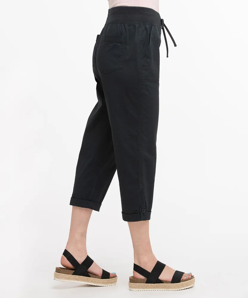 Poplin Drawstring Capri Pant