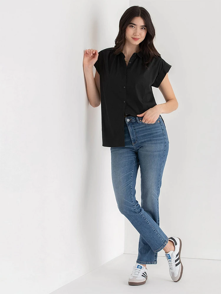 Relaxed Fit Button Up Blouse