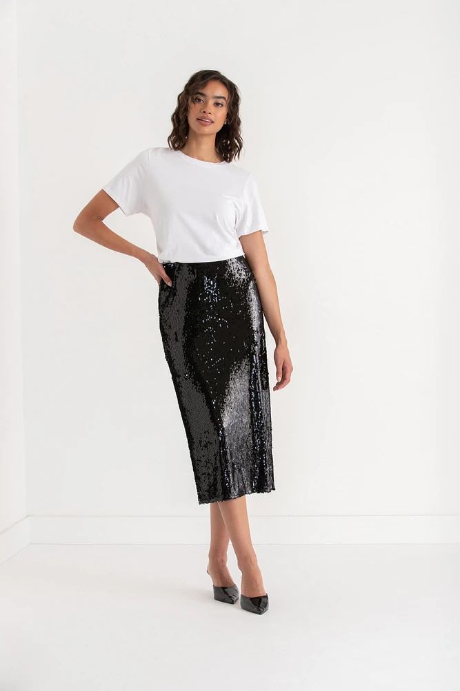 Sequin Midi Skirt