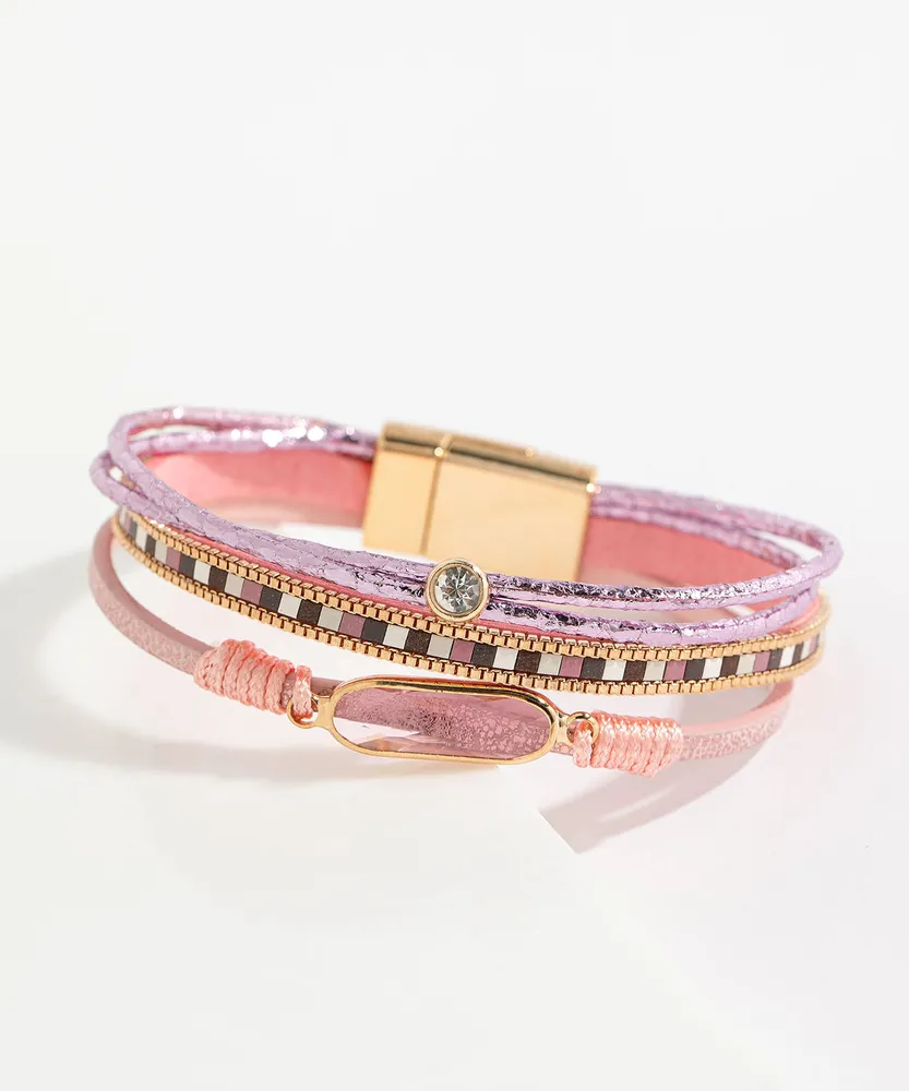 Pink Layered Snap Bracelet